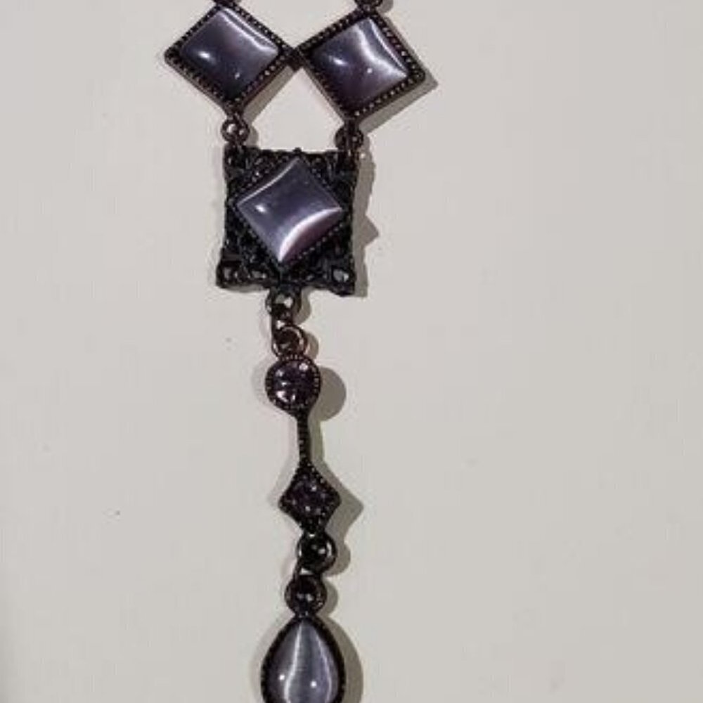 LAVENDER TIGER'S EYE NECKLACE WITH EXTENDER CLASSY RARE PIECE STUNNING VINTAGE
